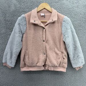 FOR ALL SEASONS by PAPER CRANE Ladies Pink/Gray Fleece Button Up Jacket XL (16)‎